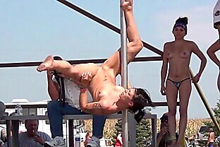 Naked Amateur Pole Dancing Finalists at Iowa Biker Rally